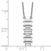 Sophia Jewelers 925 Sterling Silver CZ Vertical Bar Necklace with Polished Finish